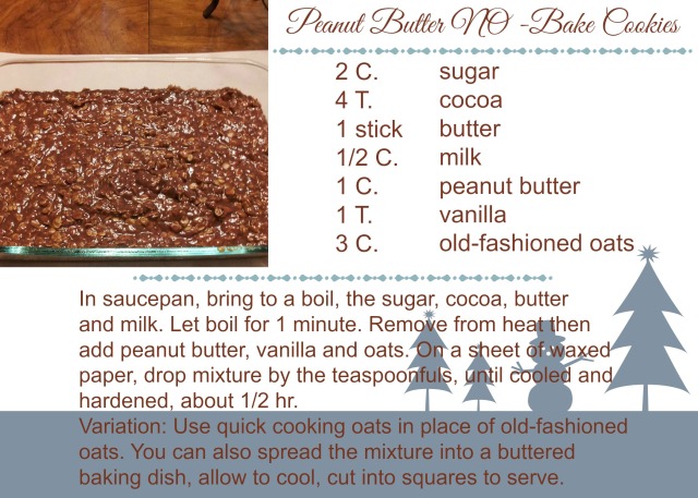 Peanut Butter NO-Bake Cookie Recipe Card